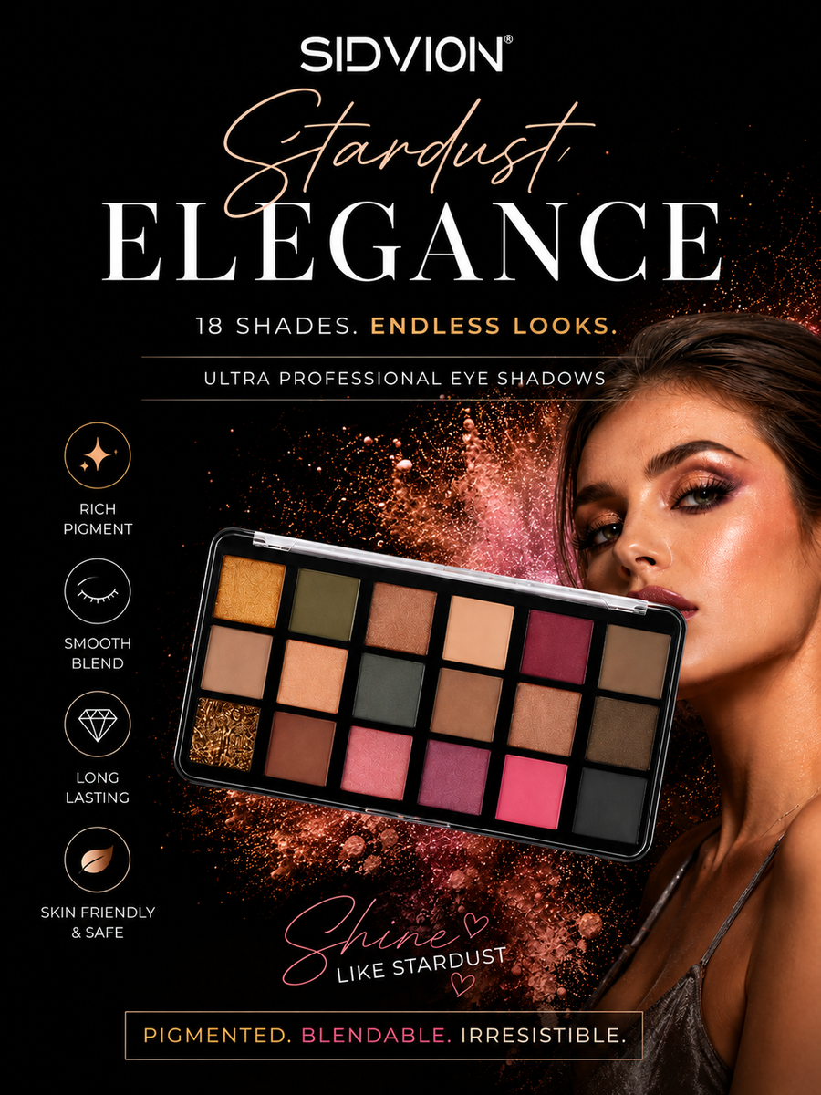 SIDVION 18 Color Professional Eyeshadow Palette | Highly Pigmented & Blendable