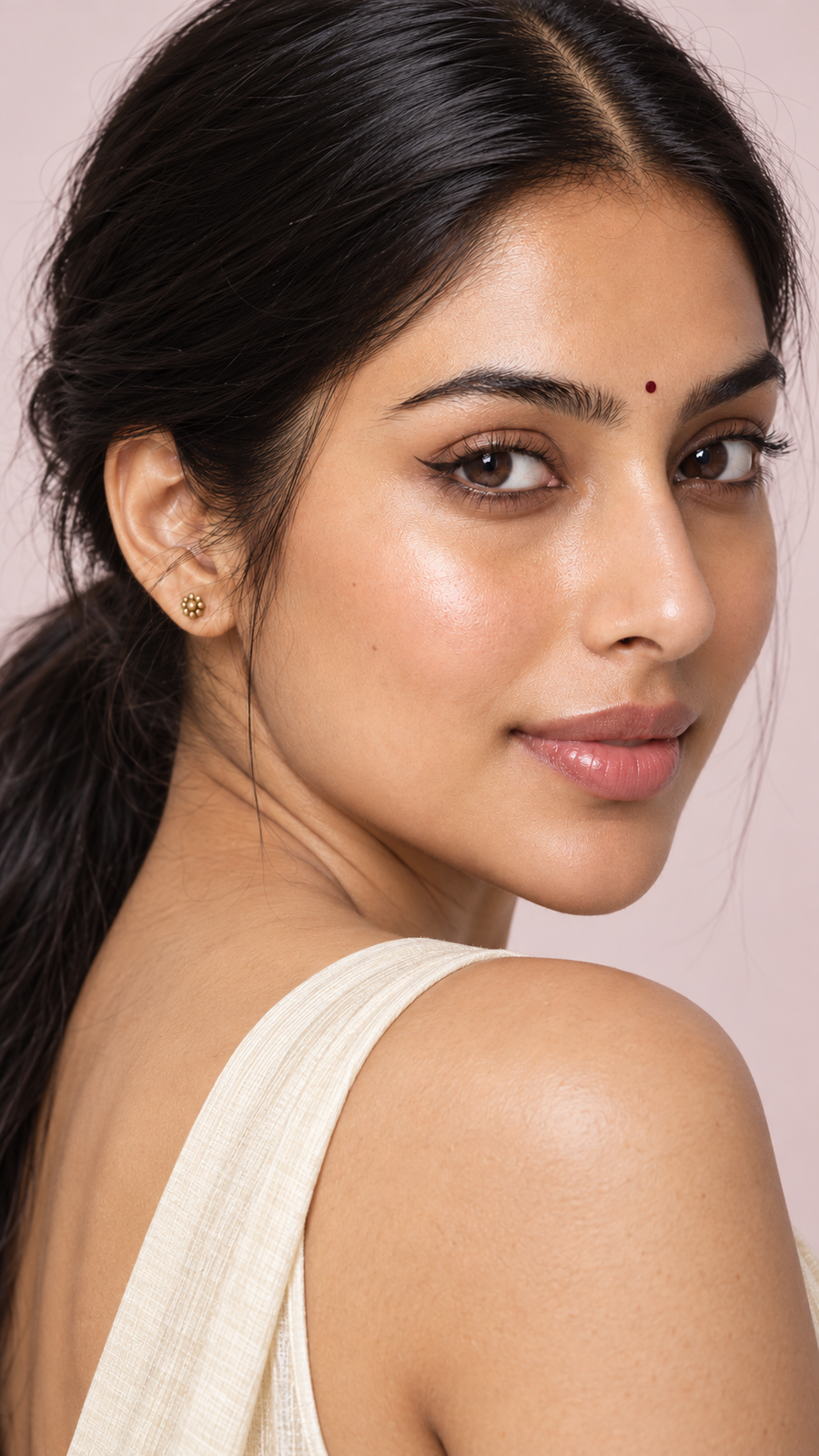 AI-generated beauty campaign concept, not a customer review