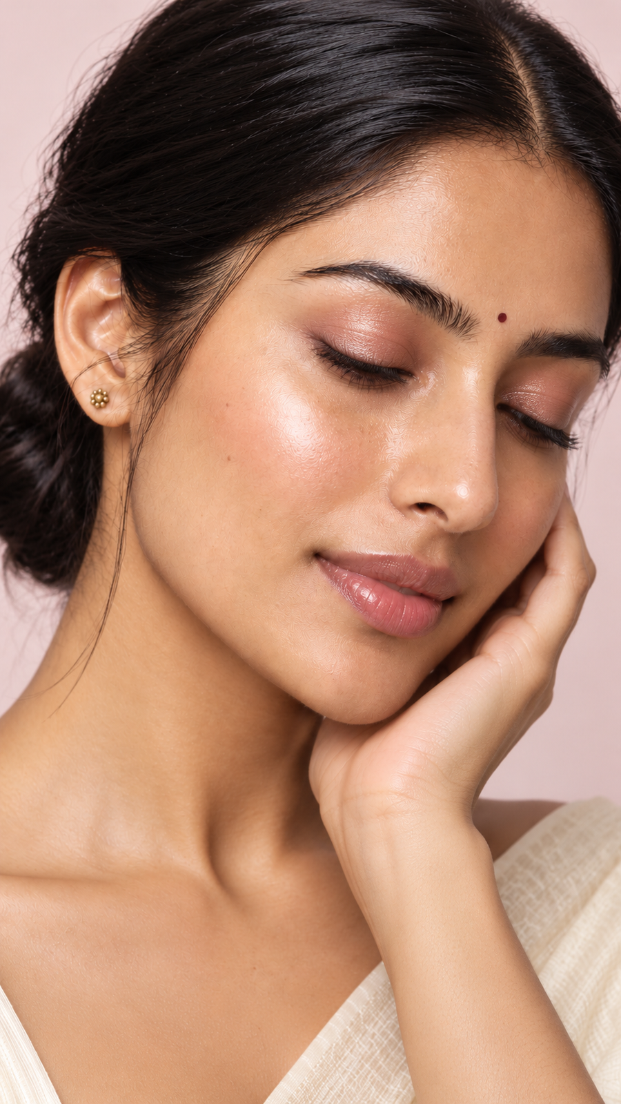 AI-generated beauty campaign concept, not a customer review