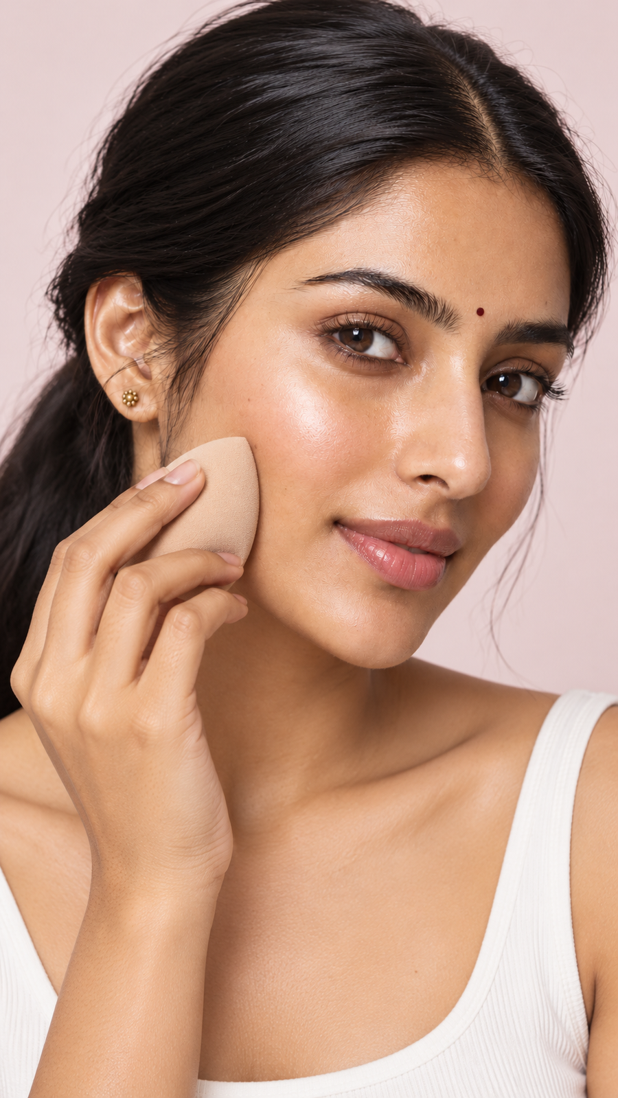 AI-generated beauty campaign concept, not a customer review