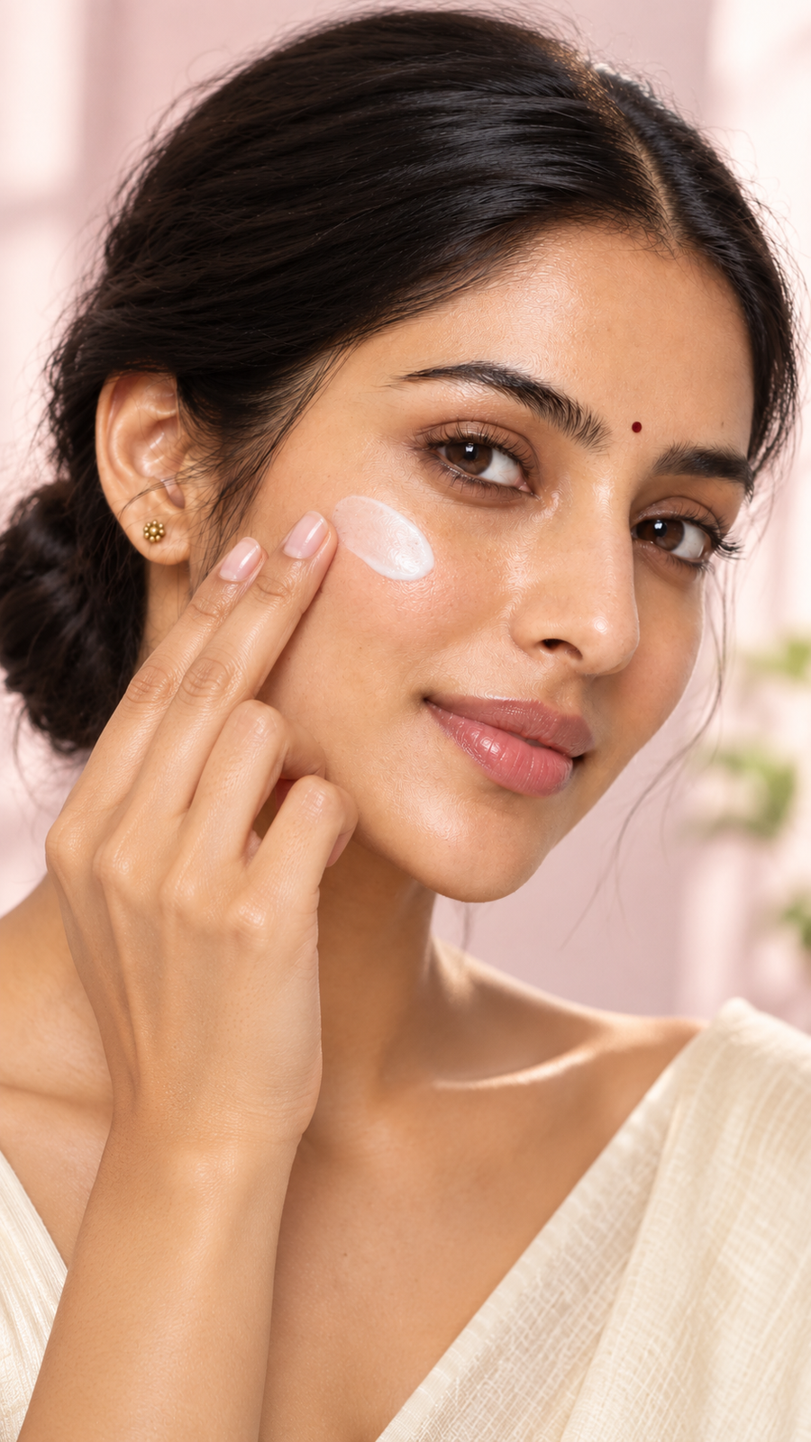 AI-generated beauty campaign concept, not a customer review