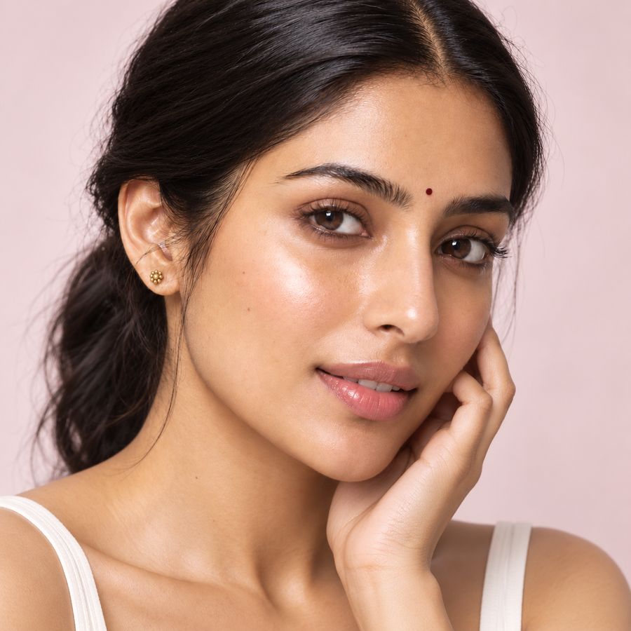 AI-generated beauty editorial with an Indian model