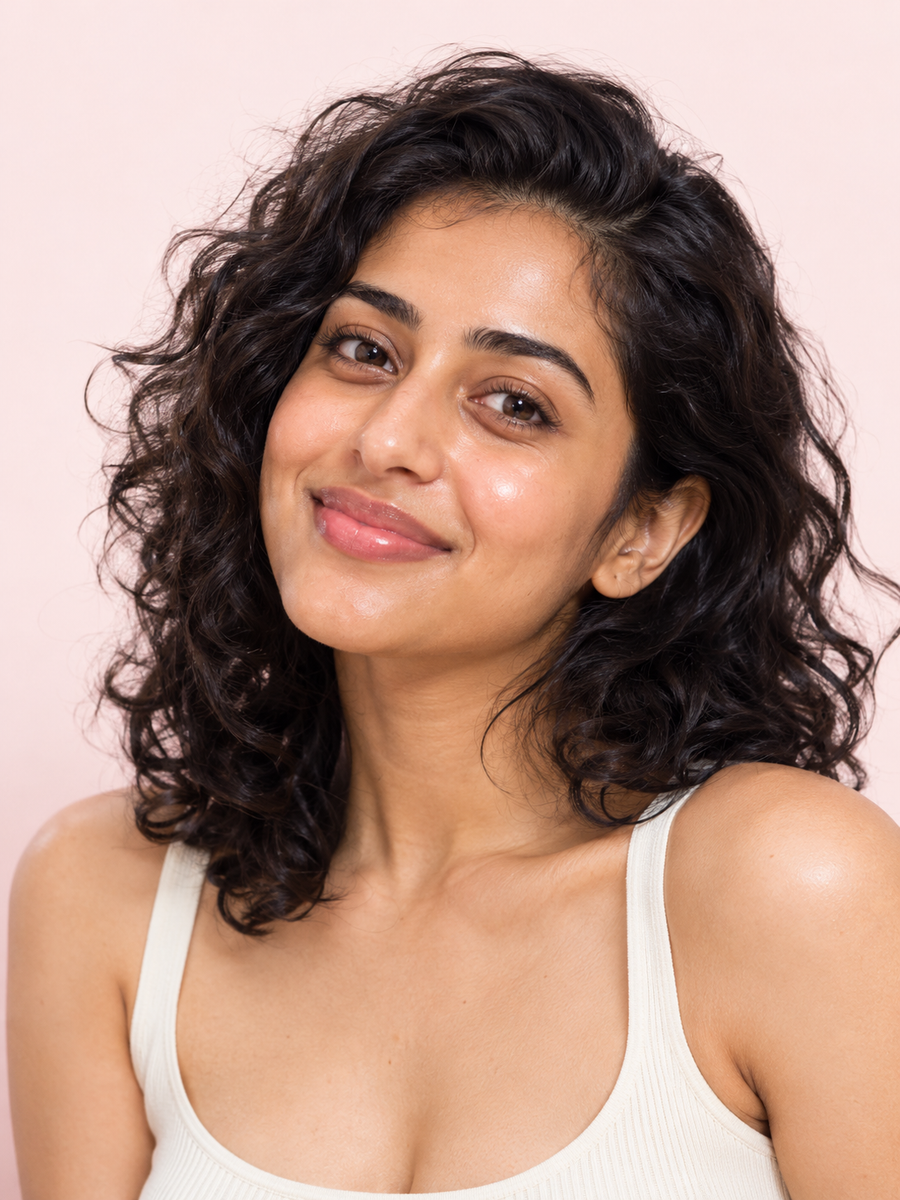 AI-generated skin-tone editorial; not a product shade swatch