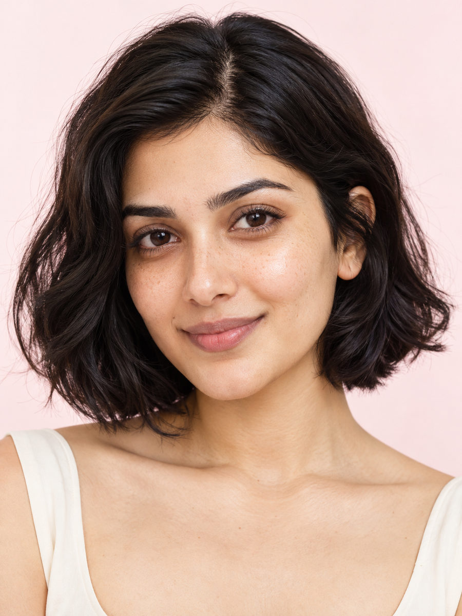AI-generated skin-tone editorial; not a product shade swatch